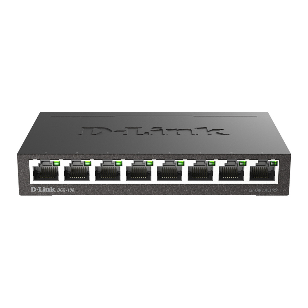 SWITCH D-LINK 8P DGS-108 E 10 100 1000 METAL SOHO
