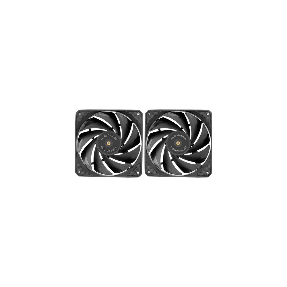 VENTILADOR 12X12 12CM MARS GAMING MFNCLX2 PACK DE 2U. NEGRO