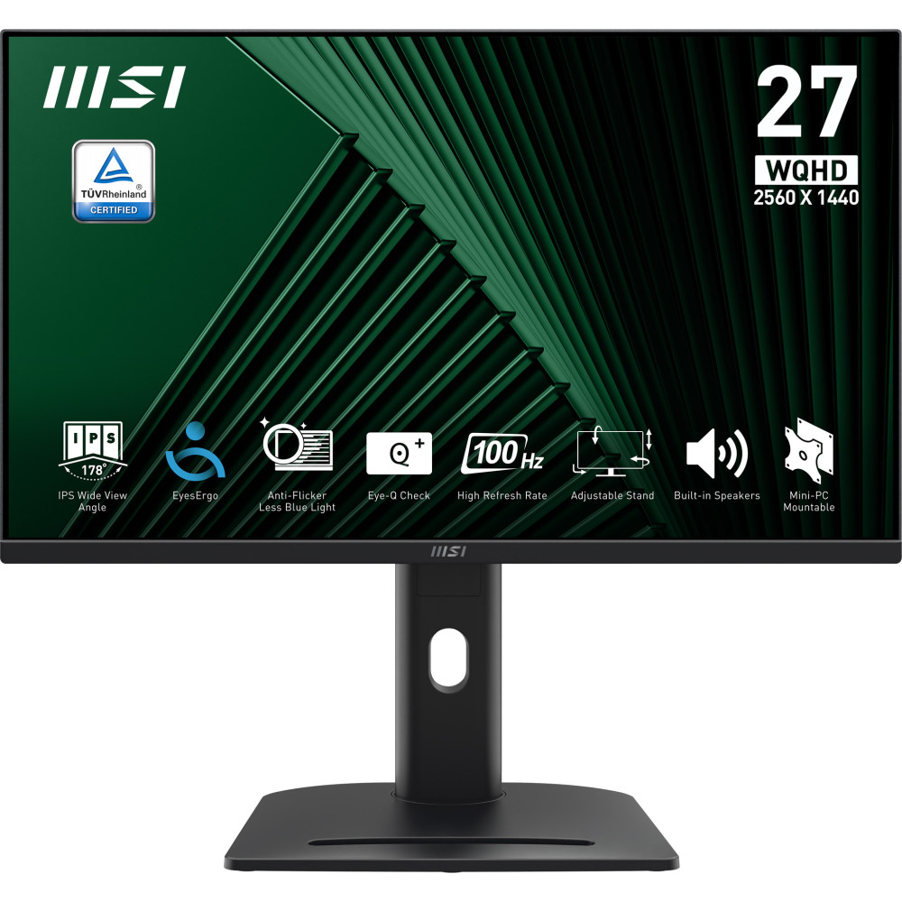 MONITOR 27 MSI PRO MP275QPG WQHD 2560X144 100HZ 1MS DP HDMI MM NEGRO