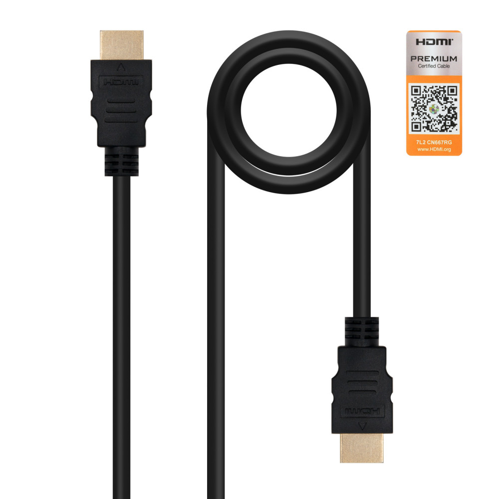 CABLE HDMI V2.0 4K 60HZ 18GBPS AM-AM CERTIFICADO NEGRO 1.0 M NANOCABLE 10.15.3601