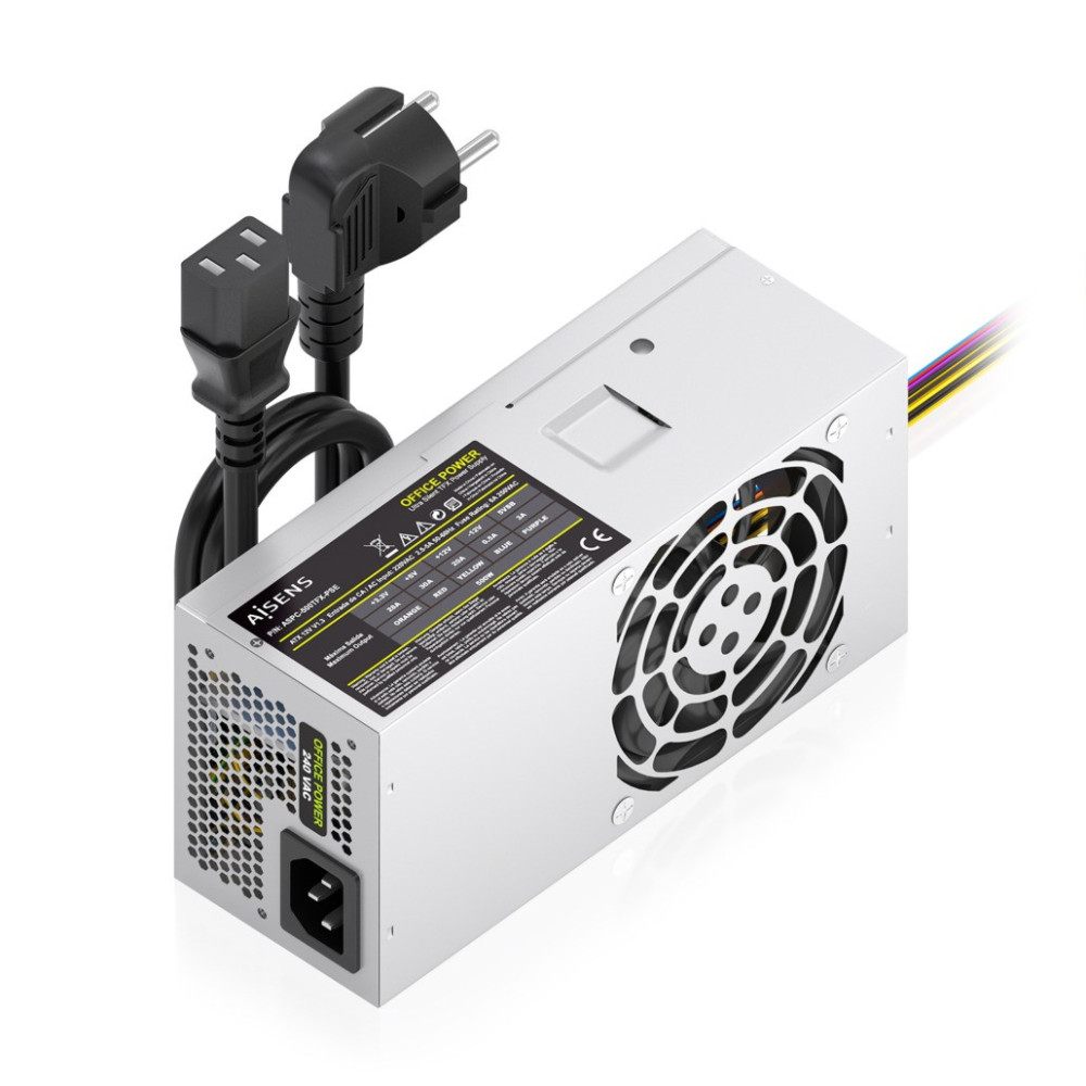 FUENTE ALIMENTACION TFX 500W CABLE ALIMENTACION OEM PLATA AISENS ASPC-500TFX-PSE
