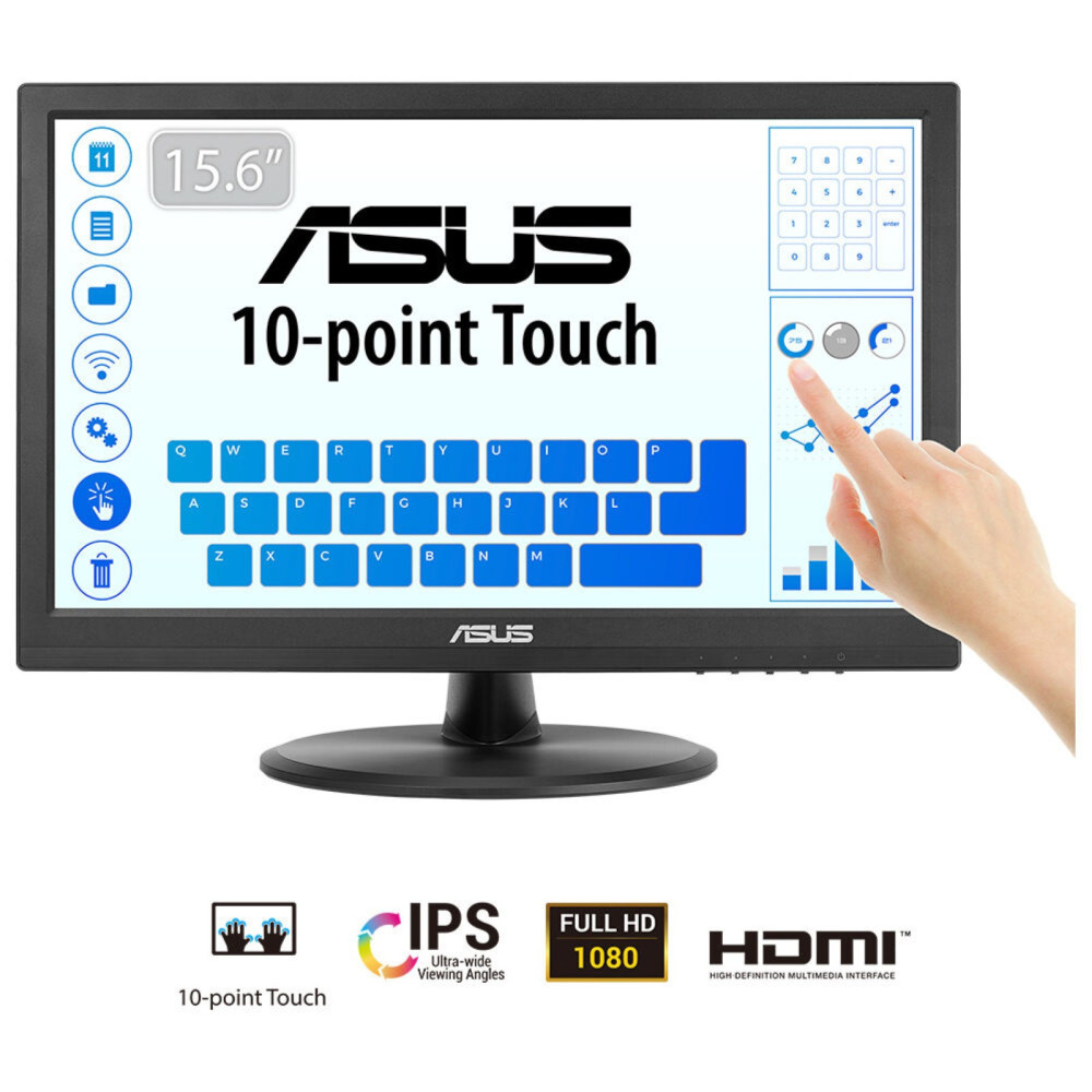 MONITOR 15.6 ASUS TACTIL PROFESIONAL VT169HE IPS FHD HDMI VGA NEGRO