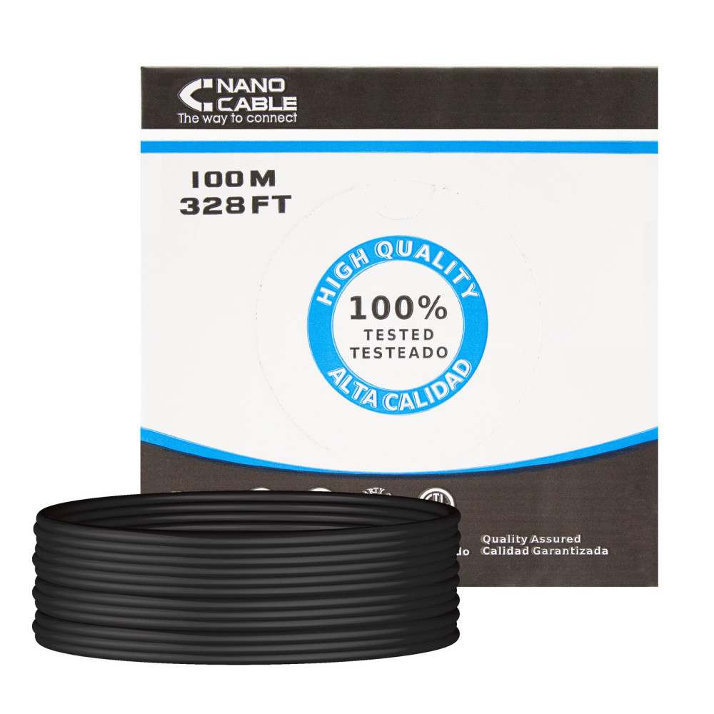 CABLE RED RJ45 CAT.6 UTP RIGIDO AWG24 EXTERIOR 100 M NANOCABLE 10.20.0502-EXT-BK