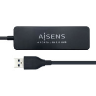 HUB USB AISENS 4P USB 2.0 TIPO A M A A H A104-0402 NEGRO 30CM