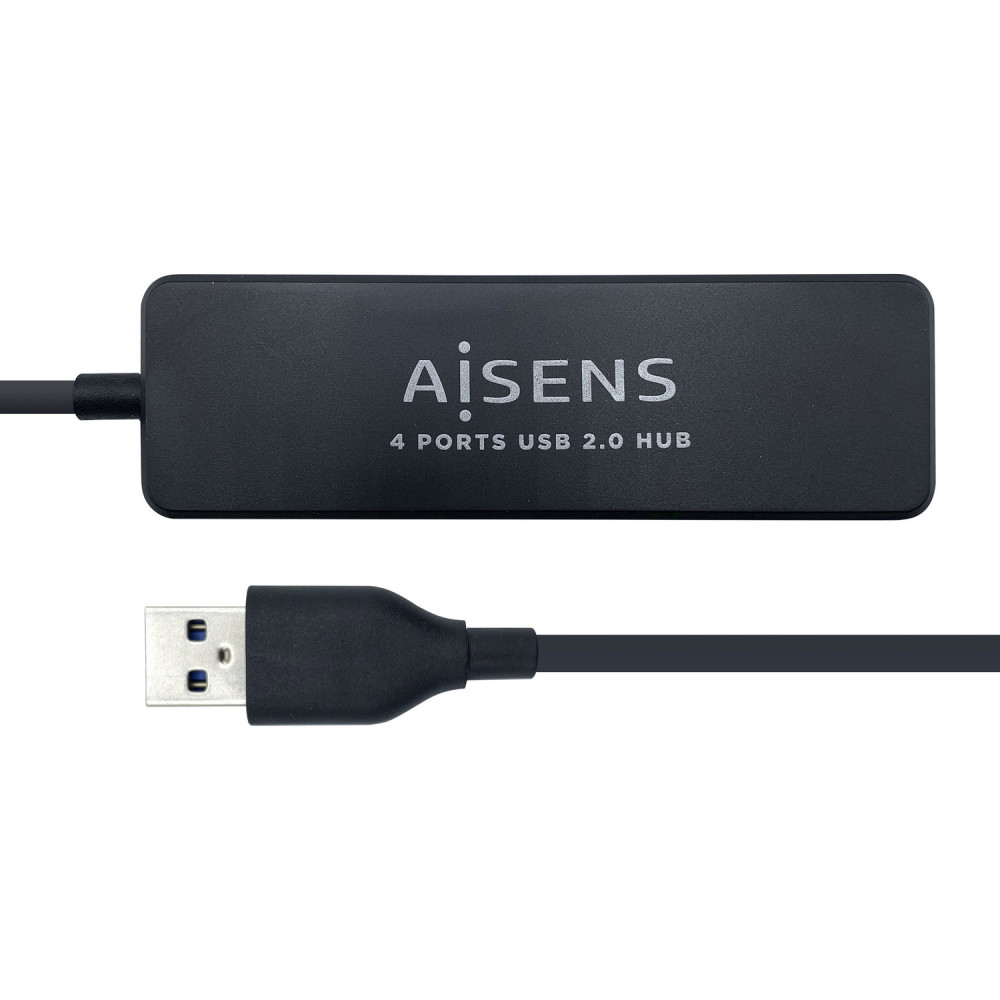 HUB USB AISENS 4P USB 2.0 TIPO A M A A H A104-0402 NEGRO 30CM