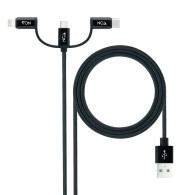 CABLE USB 3 EN 1 USB-A A USB-C MICRO LIGHTNING 1 M NANOCABLE 10.01.3200