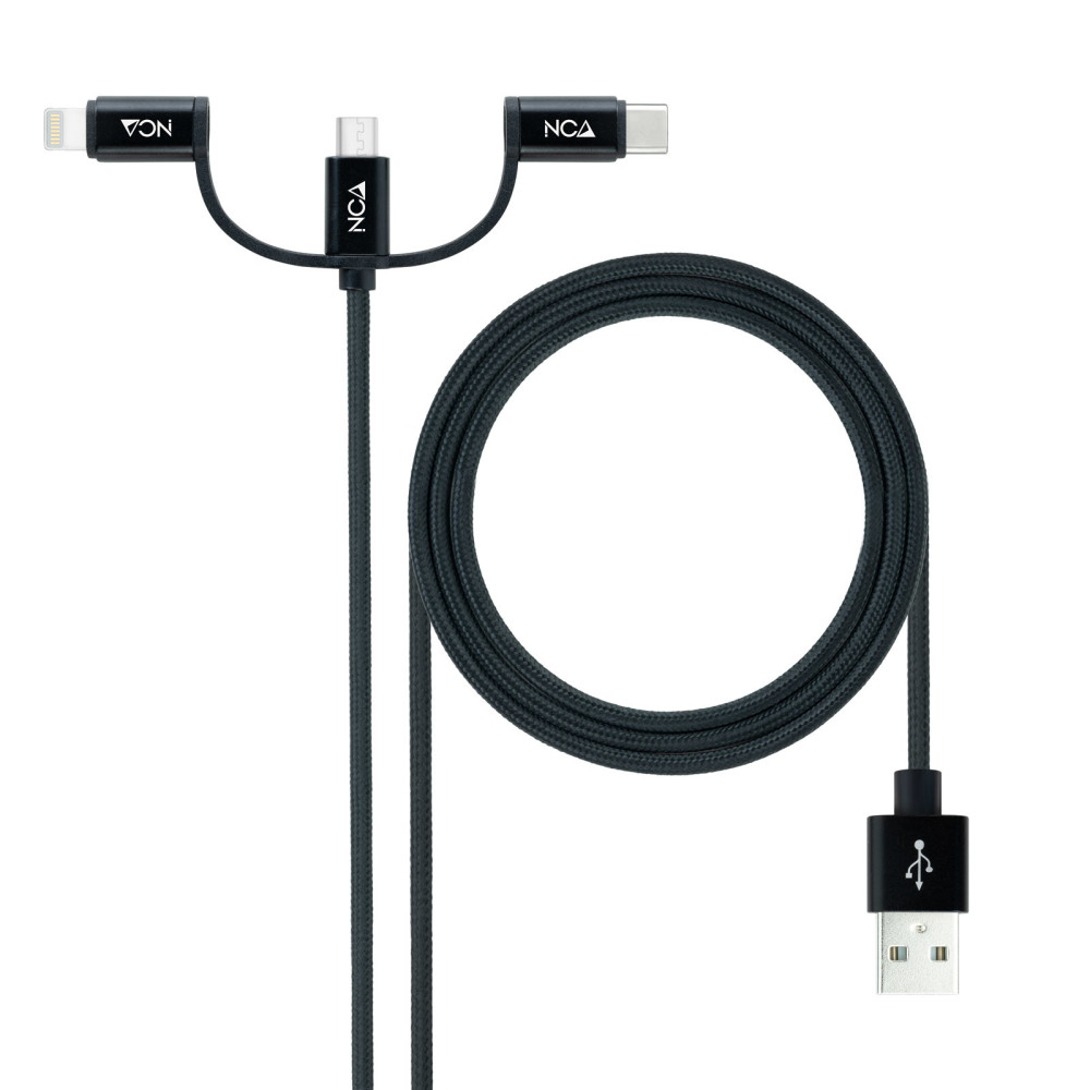 CABLE USB 3 EN 1 USB-A A USB-C MICRO LIGHTNING 1 M NANOCABLE 10.01.3200