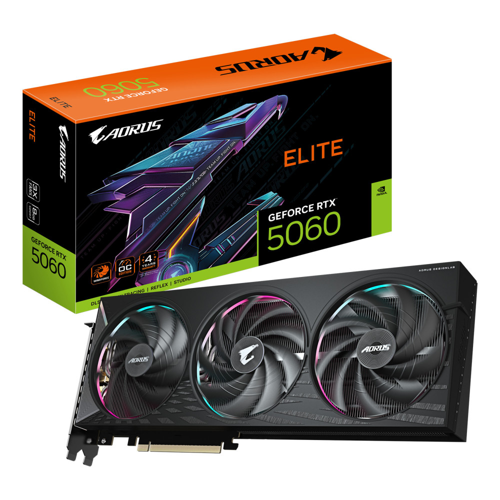 TARJETA GRAFICA GIGABYTE RTX5060 AORUS ELITE 8GB GDDR7
