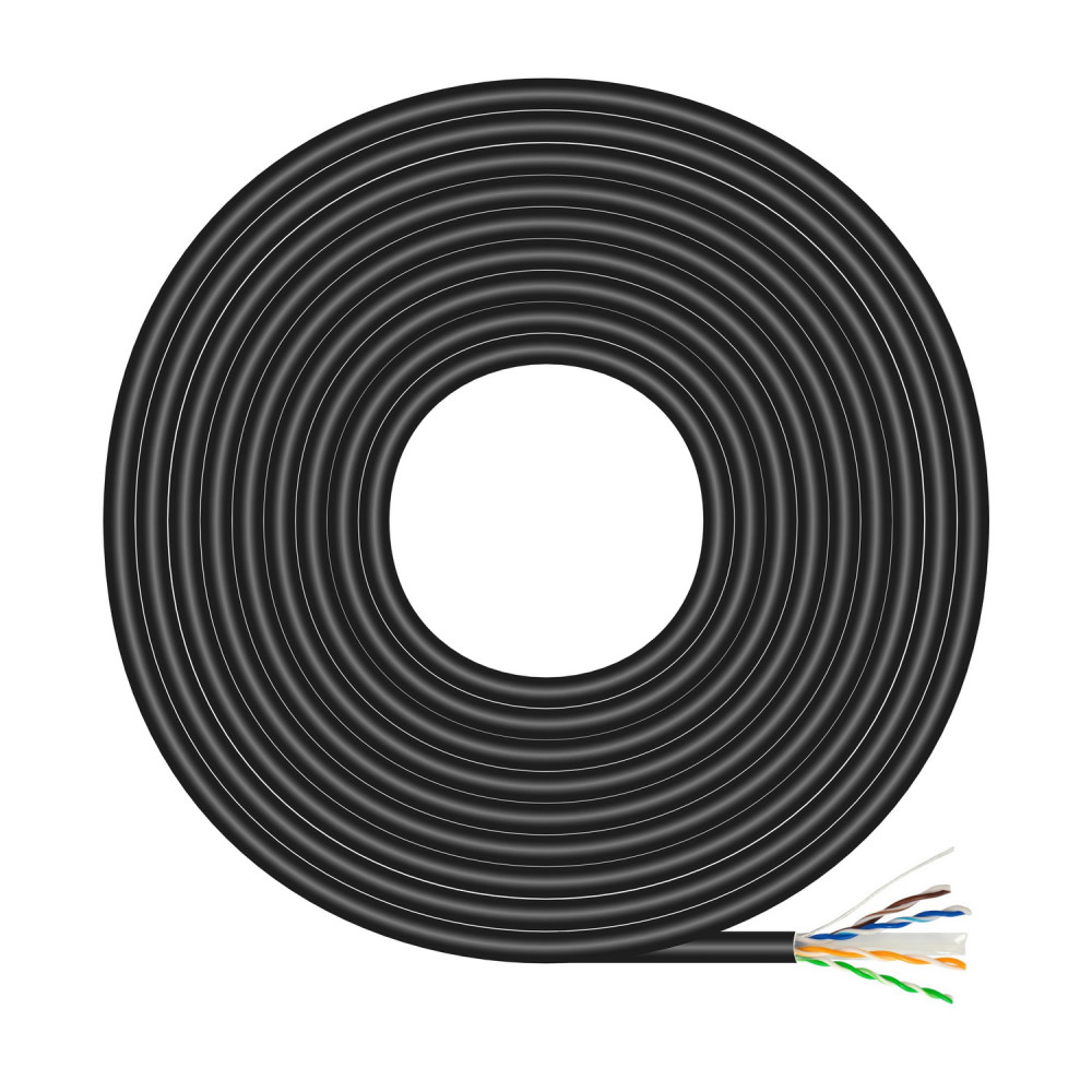 CABLE RED RJ45 CAT.6 UTP RIGIDO CCA AWG23 EXTERIOR NEGRO 100M AISENS A135-0675