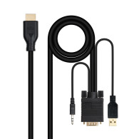 CABLE CONVERSOR VGA M+AUDIO M+USB-A M-HDMI M 1.8M NANOCABLE 10.15.4612