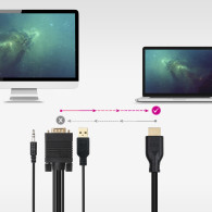 CABLE CONVERSOR VGA M+AUDIO M+USB-A M-HDMI M 1.8M NANOCABLE 10.15.4612