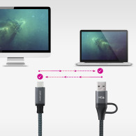 CABLE USB 3.2 GEN2x2 5A 100W USB-C USB-A 3 M NANOCABLE 10.01.4113-COMB