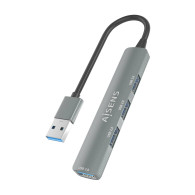 HUB USB 3.0 ALUMINIO 1XUSB3.0 A H+3XUSB2.0 A H GRIS 10CM AISENS A106-0859
