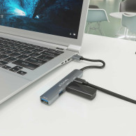 HUB USB 3.0 ALUMINIO 1XUSB3.0 A H+3XUSB2.0 A H GRIS 10CM AISENS A106-0859