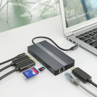 DOCK AISENS USBC-2HDMI-DP-RJ45-4USBA-USBC-USBCPD-SD-MSD GRIS 20CM ASUC-12P017-GR