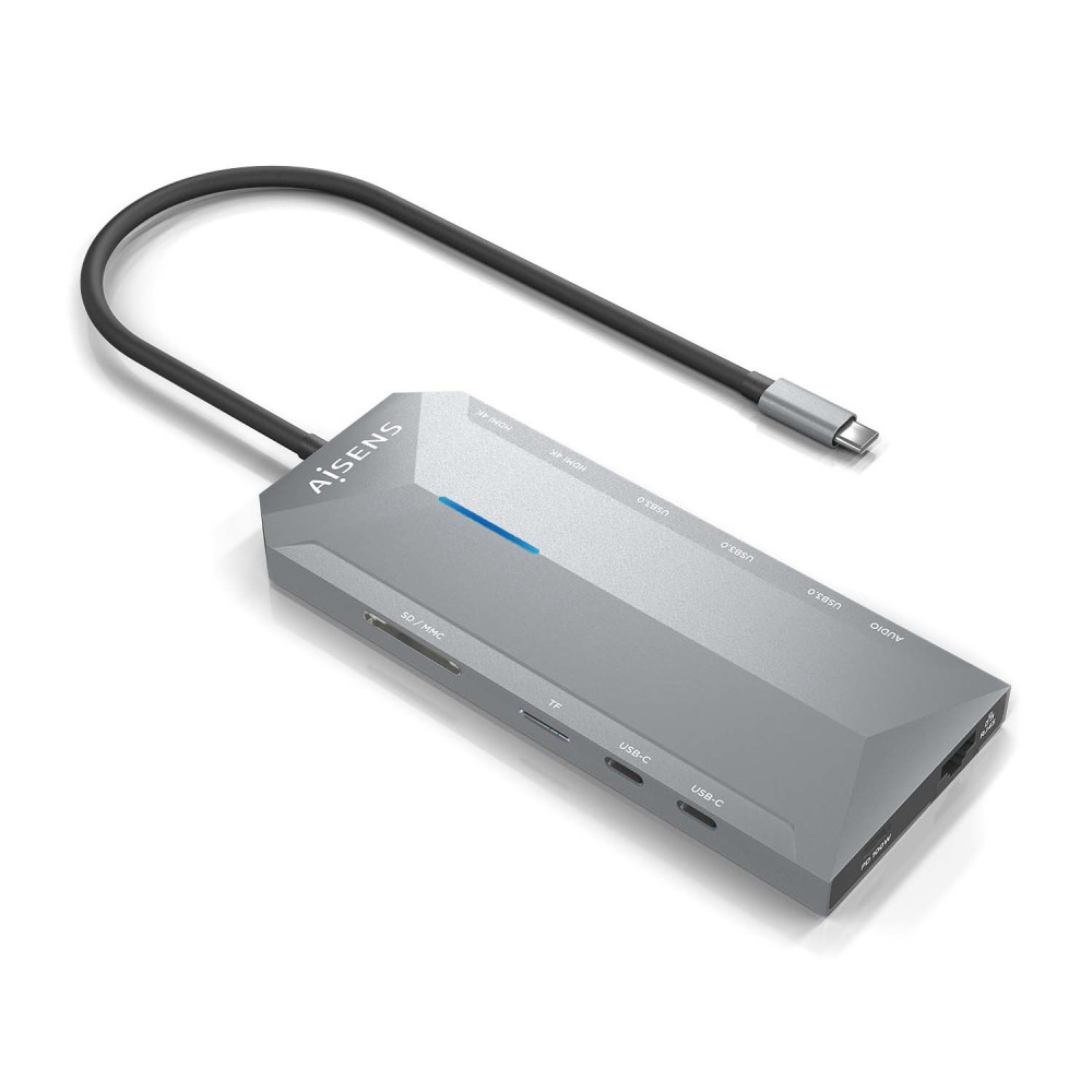 DOCKING USBC- 2HDMI-RJ45-3USBA-2USBC-PD-AUDIO-SD-MSD 15CM AISENS ASUC-12P005-GR