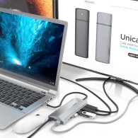DOCKING USBC- 2HDMI-RJ45-3USBA-2USBC-PD-AUDIO-SD-MSD 15CM AISENS ASUC-12P005-GR