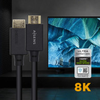CABLE HDMI CERTIFICADO V2.1 8K 60HZ 48GBPS AM-AM NEGRO 1.5M AISENS A150-0422