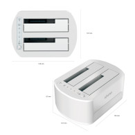 DOCKING DOBLE BAHIA SATA 2.5 3.5 USB 3.0 3.1 GEN1 CLONE BLANCA AISENS ASDS-D02W