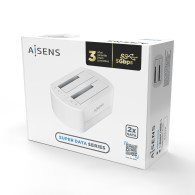 DOCKING DOBLE BAHIA SATA 2.5 3.5 USB 3.0 3.1 GEN1 CLONE BLANCA AISENS ASDS-D02W