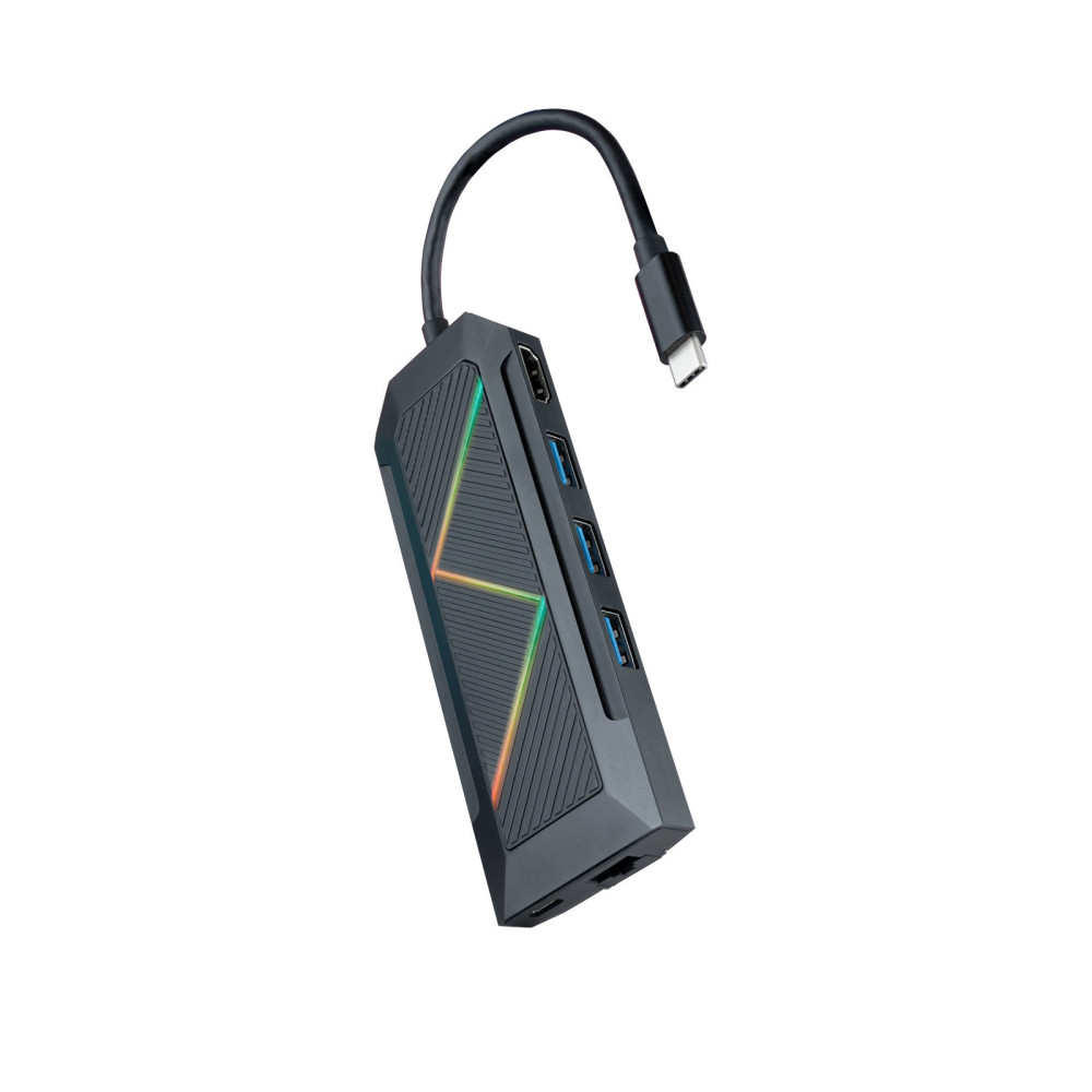HUB USB-C NANOCABLE 3xUSB-A+USB-C CARGA+HDMI+RJ45+TF+SD 10.16.0801