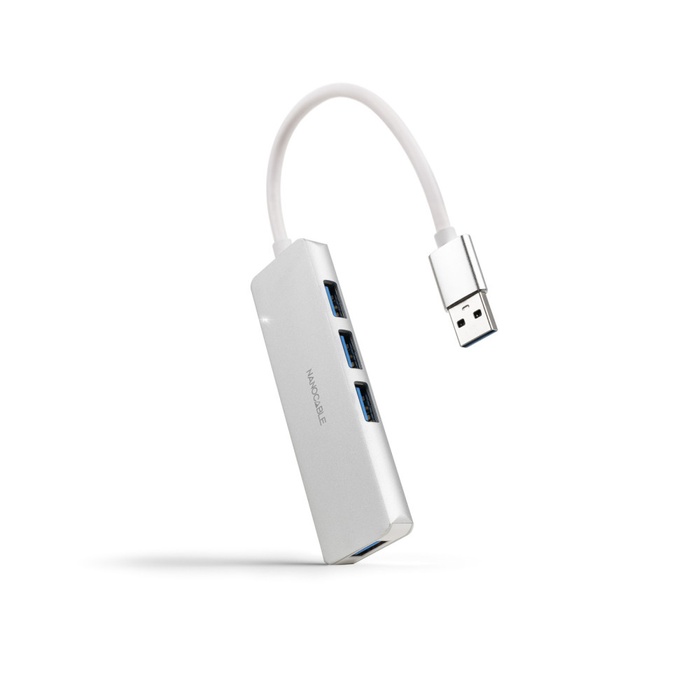 HUB USB 3.0 4xUSB3.0. USB-A M-USB 3.0 H ALUM. 18CM NANOCABLE 10.16.4602