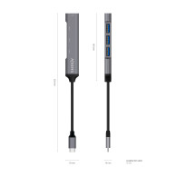 HUB USB 3.1 USB-C USB-CM-4xTIPO AH GRIS 10CM AISENS A109-0541