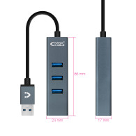 HUB USB NANOCABLE 4 USB 3.0. USB-A M-USB 3.0 H GRIS 10 CM 10.16.4402