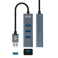 HUB USB NANOCABLE 4 USB 3.0. USB-A M-USB 3.0 H GRIS 10 CM 10.16.4402