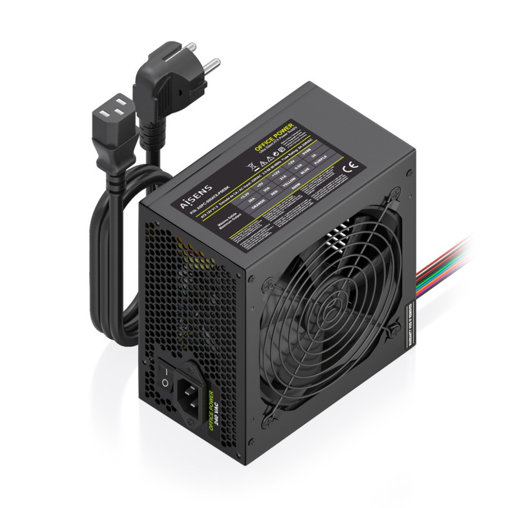 FUENTE ALIMENTACION ATX 500W CABLE ALIMENTA OEM NEGRA AISENS ASPC-500ATX-PSEBK