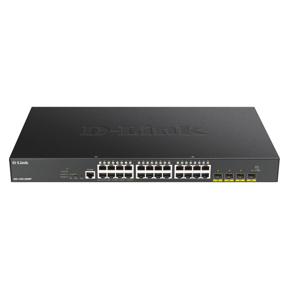 SWITCH D-LINK 28P DGS-1250-28XMP E 24P 10 100 1000 + 4X10G SFP RACK