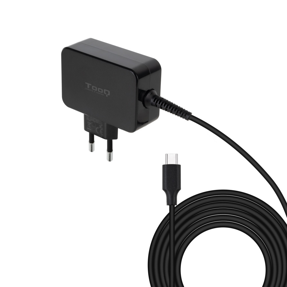 CARGADOR PORTATIL 65W TOOQ GAN USB-C PD NEGRO TQLC-USBCGAN65PD