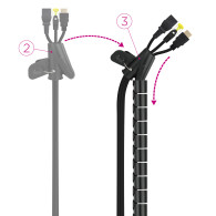 ORGANIZADOR DE CABLES FLEXIBLE 25MM 3 M NEGRO NANOCABLE 10.36.0003-BK