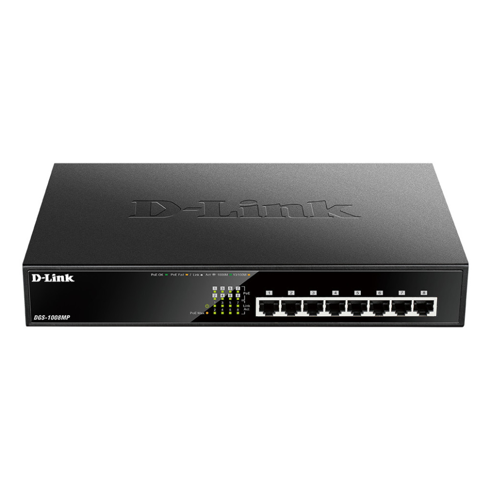 SWITCH D-LINK 8P 10 100 1000 RACK Poe DGS-1008MP