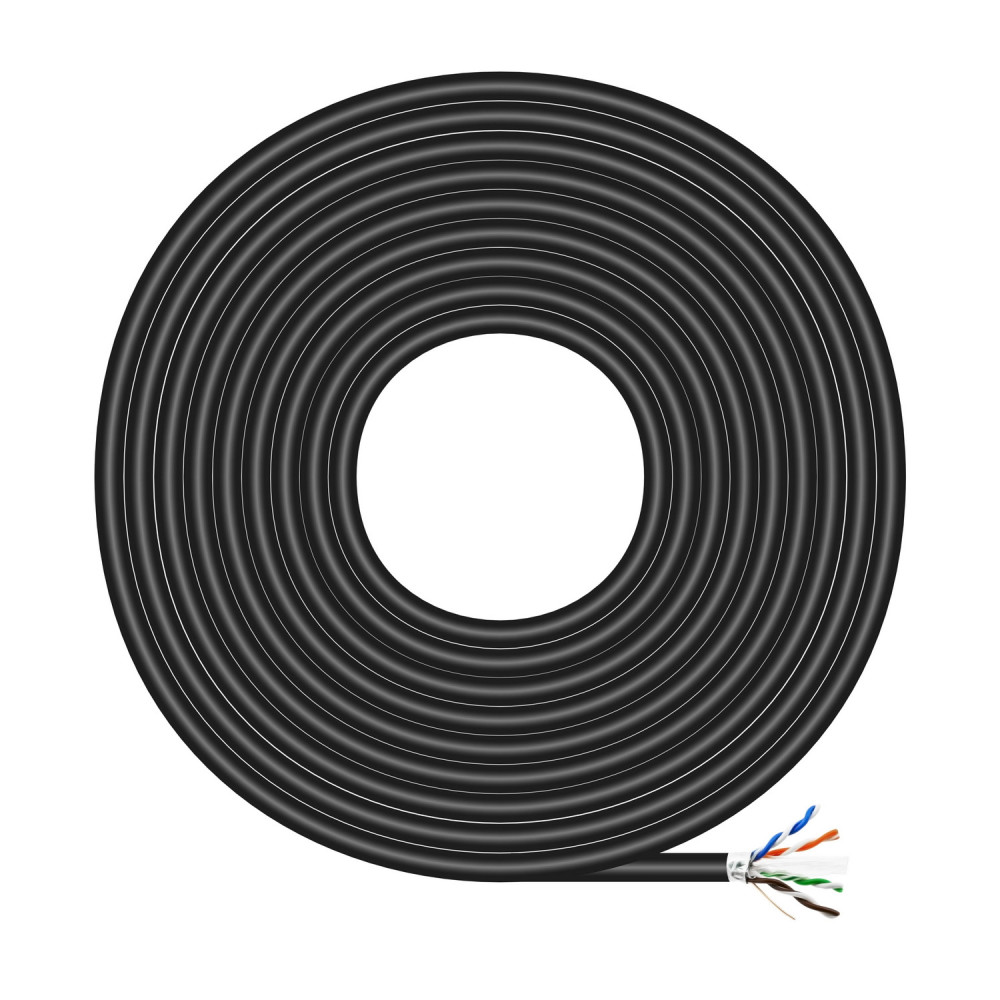 CABLE RED RJ45 CAT.6 FTP RIGIDO AWG24 EXTERIOR NEGRO 100M AISENS A135-0673