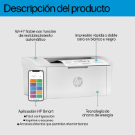 IMPRESORA HP LASERJET MONOCROMO M110w WIFI BLANCA 7MD66F(142A)