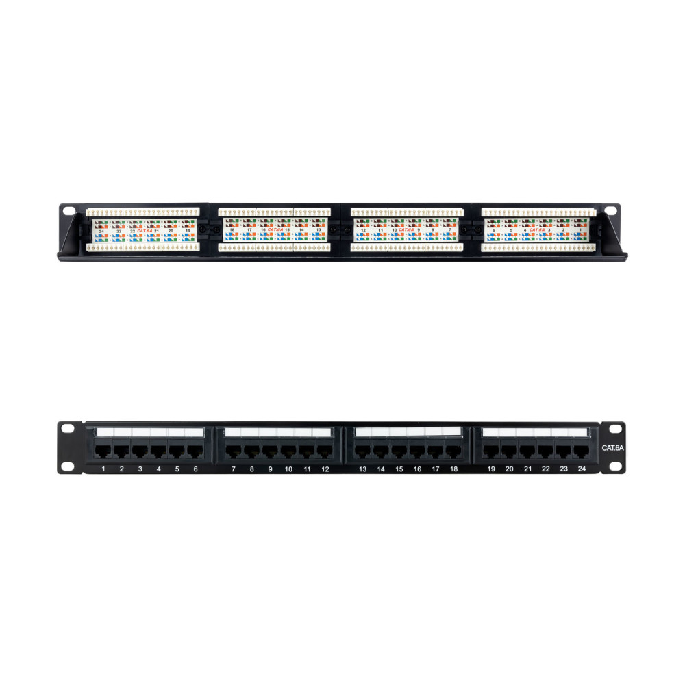 PANEL DE PARCHEO 24 PUERTOS CAT.6A UTP 19 1U NEGRO NANOCABLE 10.21.4124
