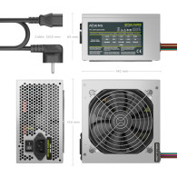 FUENTE ALIMENTACION ATX 500W CABLE ALIMENTACION OEM PLATA AISENS ASPC-500ATX-PSE