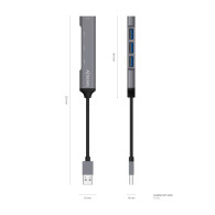 HUB USB 3.0 ALUMINIO TIPO AM-4xTIPO AH GRIS 10CM AISENS A106-0540