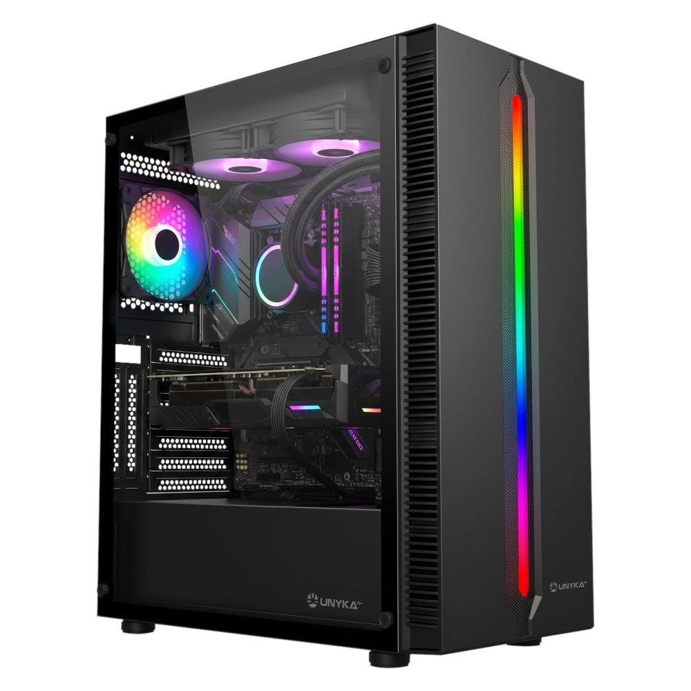 CAJA ATX UNYKA GAMING ARMOR LUMINA BLACK VENTANA ARGB(SIN FUENTE)UK511210