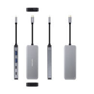 HUB USB-C 2xUSB-A+2xUSB-C+HDMI+USB-C PD 100W GRIS NANOCABLE 10.16.1006