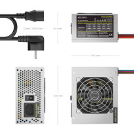FUENTE ALIMENTACION SFX 500W CABLE ALIMENTACION OEM PLATA AISENS ASPC-500SFX-PSE