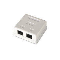 ROSETA DE SUPERFICIE RJ45 CAT.6 UTP 2 TOMAS BLANCO AISENS A139-0302