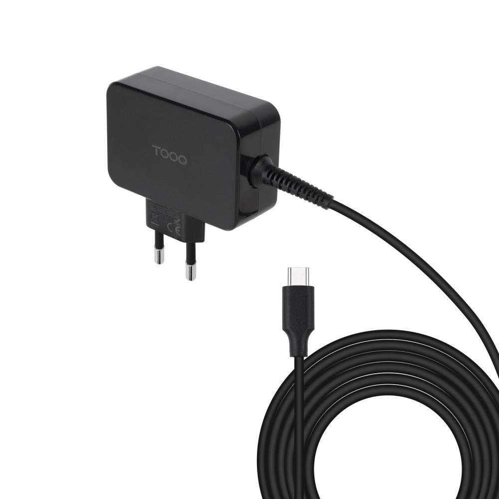 CARGADOR PORTATIL 45W TOOQ GAN USB-C PD NEGRO TQLC-USBCGAN45PD