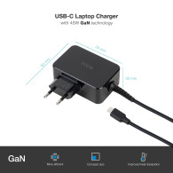 CARGADOR PORTATIL 45W TOOQ GAN USB-C PD NEGRO TQLC-USBCGAN45PD