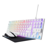 Pack gaming - Trust GXT 794, Ratón inalambrico, Teclado compacto TKL, Retroiluminación, Blanco