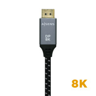 CABLE DISPLAYPORT V1.4 8K 60HZ DPM-DPM GRIS NEGRO 3.0M AISENS A149-0438