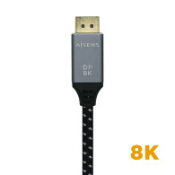 CABLE DISPLAYPORT V1.4 8K 60HZ DPM-DPM GRIS NEGRO 3.0M AISENS A149-0438
