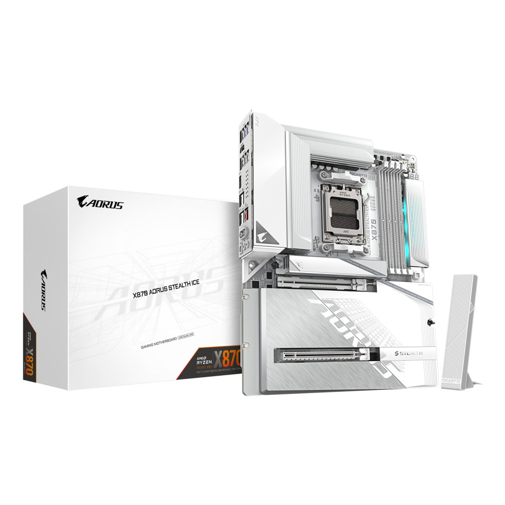 PB AMD SAM5 GIGABYTE X870 AORUSSTEALTH ICE 4DRR5 HDMIPCIE5 2SATA3 4M2 USB3.2 ATX