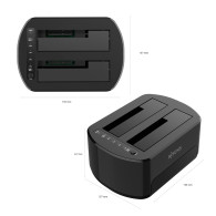 DOCKING DOBLE BAHIA SATA 2.5 3.5 USB 3.0 3.1 GEN1 CLONE NEGRO AISENS ASDS-D03B